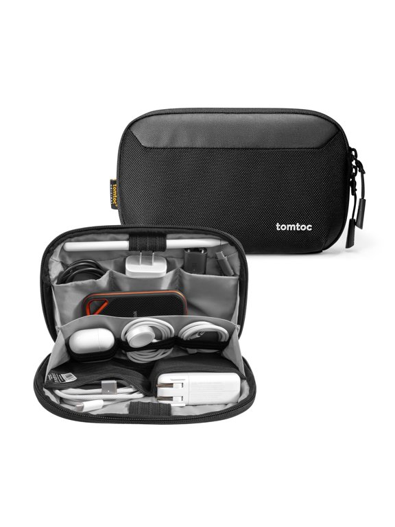 Travel Cable Organizer Pouch, Electronics Accessories Organizer Portable Waterproof Double Accessories Carry Case for Cord, Charger, Cables, USB Drive, Black