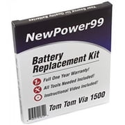 tomtom via 1500 battery replacement kit with tools, video instructions, extended life battery