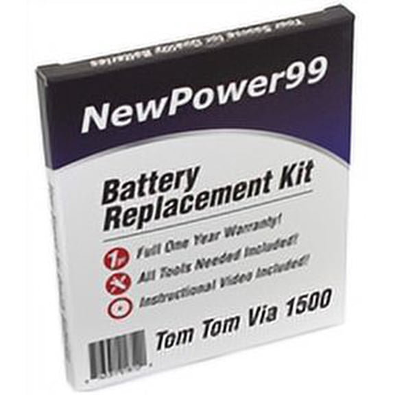 tomtom via 1500 battery replacement kit with tools, video instructions, extended life battery and full one year warranty