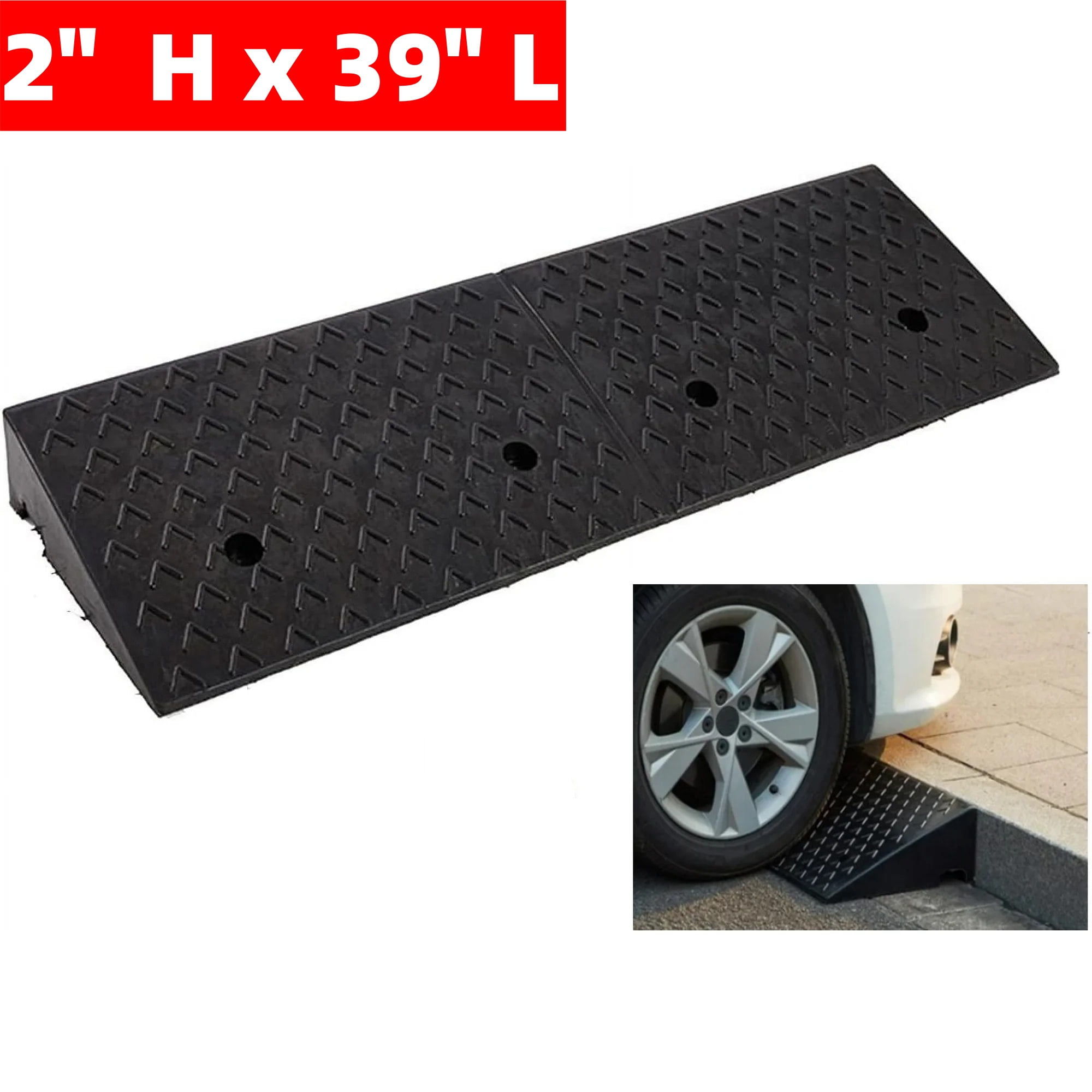 Petoto 2" Rise Rubber Portable Ramp, 22000lbs Load Capacity Curb Ramp for Driveway Loading Dock Sidewalk Car Scooter Bike Motorcycle, Black