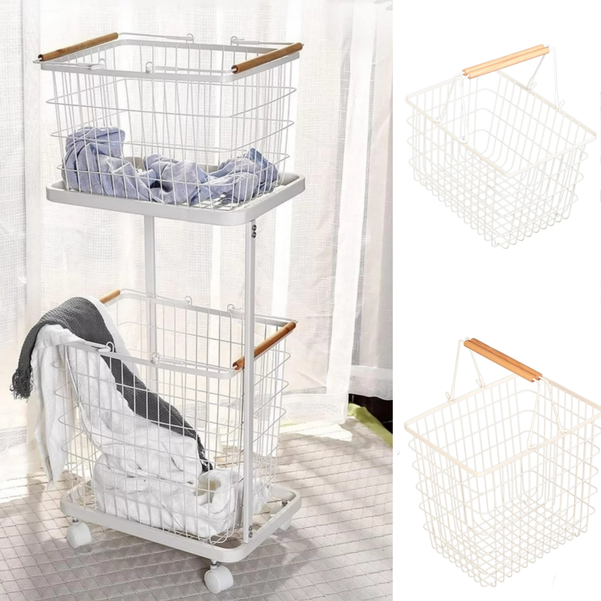 Royal Wire Rolling 2 Tier Basket - Cashmans