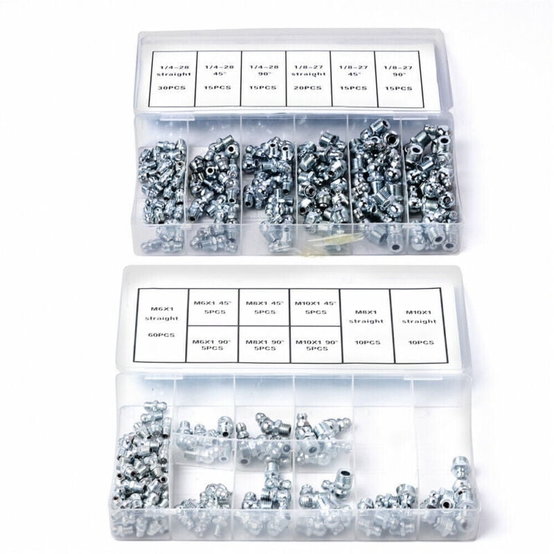 tonchean 220pcs Metric & SAE Set, Hydraulic Lubrication Grease Zerk