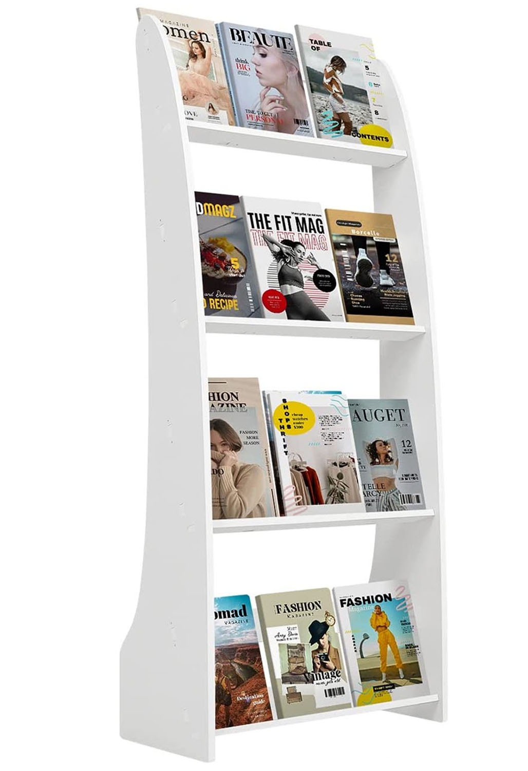 Floor Standing Magazine Rack, 6 Pockets, Rotating Base (Clear Acrylic) (MAGAZRDCL)