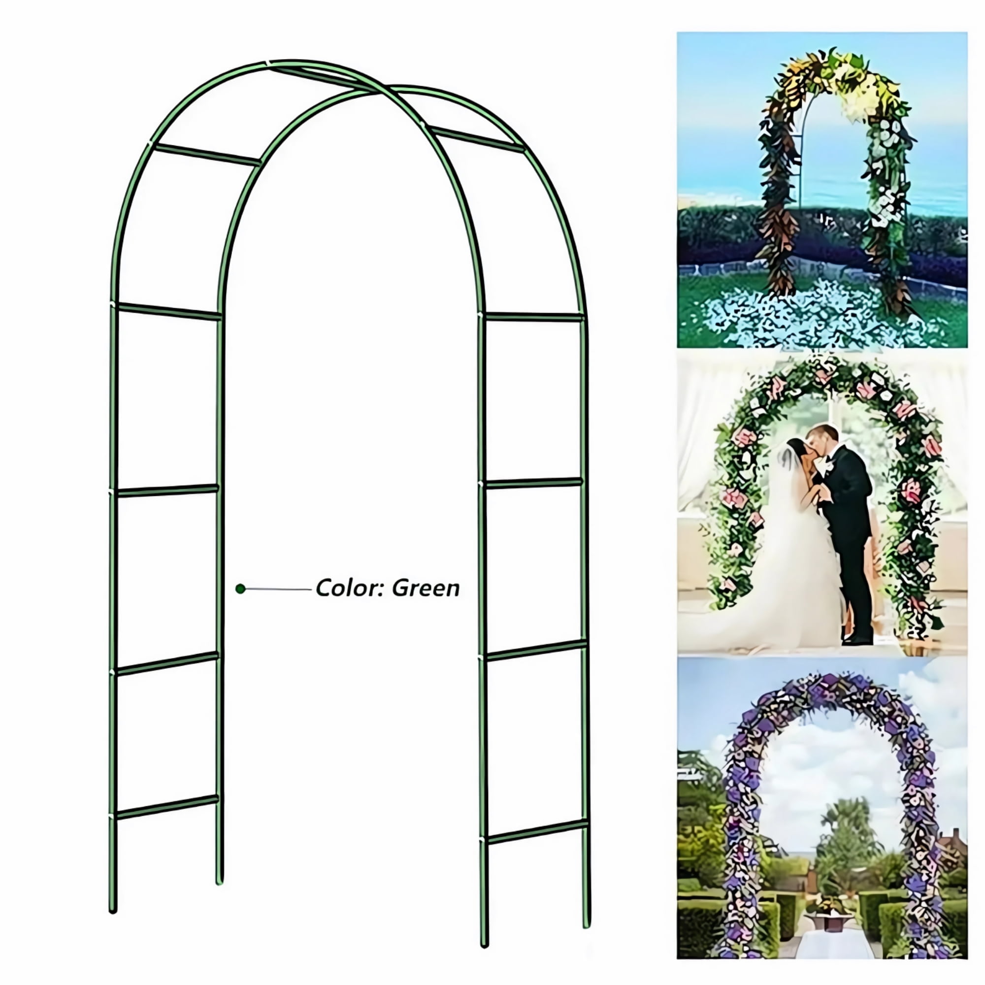 Petoto Garden Arch Trellis, 7.9ft Metal Arbor Trel