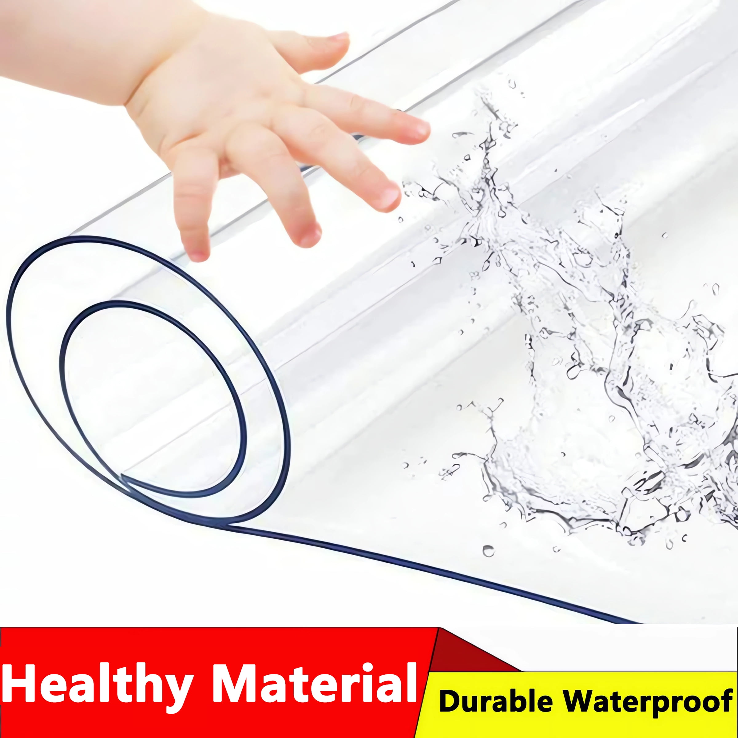 Petoto 79 x 40 inch PVC Clear Table Protector, 2mm Thick Transparent Tablecloth Waterproof Oil Proof Kitchen Dining Table Cloth
