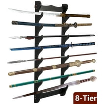 tonchean 8-Tier Wall Mount Sword Stand -  Samurai Katana Hanger Display Sword Holder Rack for Home Office Black Gift