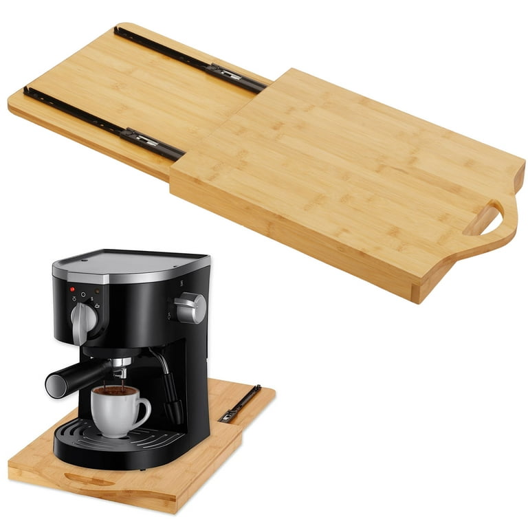 tonchean Kitchen Bamboo Sliding Tray Rolling Appliance Slider 26  Countertop Organizer for Coffee Maker and more, Gifts
