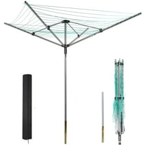 tonchean Rotary Outdoor Umbrella Drying Rack Aluminum - Adjustable 70.9" Height 12 Lines with 165 ft. Clothesline