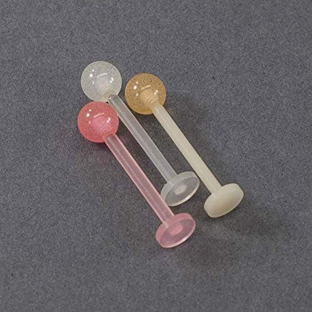 tongue ring with flat bottom flexi barbell retainer glow in the dark