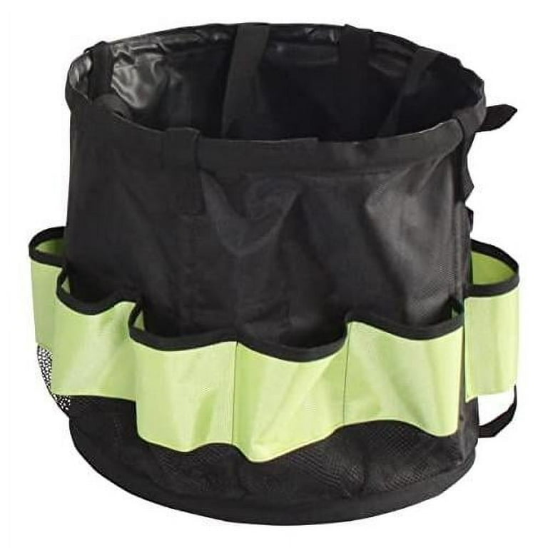 tool toter bucket, multi-use bucket organizer with 10 pockets & stand-up  design, catch-all tote with carry handle, by