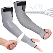 toolant Cut Resistant Arm Sleeves 1 Pair Grey HPPE Thumb Hole Adjustable for Gardening Pet Grooming Kitchen Welding