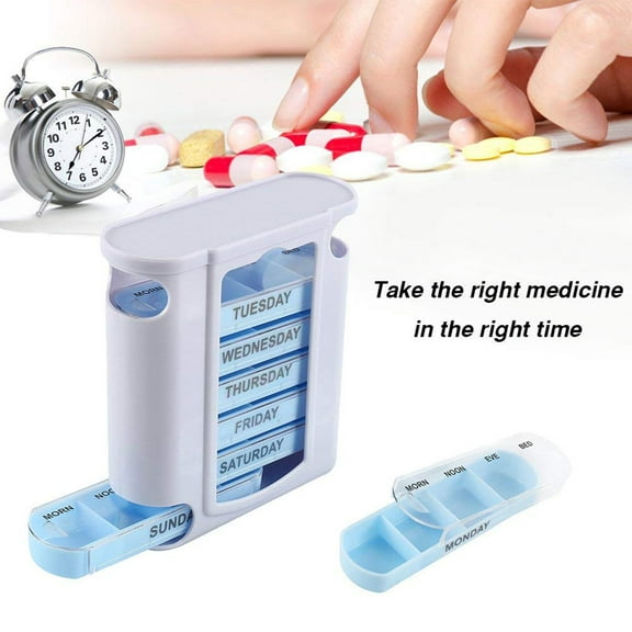 tooloflife 1/2/5Pcs Weekly Pill Box Table Top Pillbox Container/Holder/Dispenser Plastic
