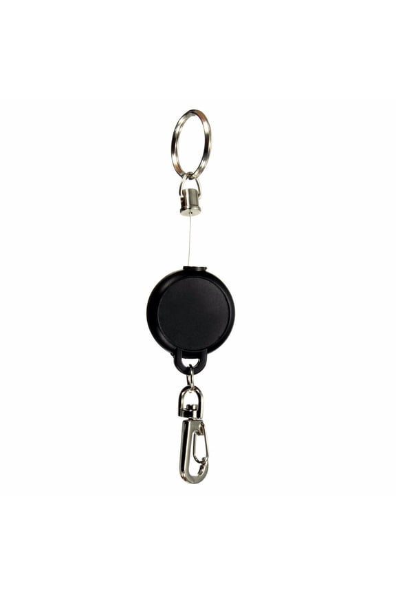 1/5Pcs Heavy Duty Retractable Keychain Carabiner Outdoor Sports Camping Hiking Cord Lock Black