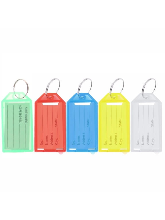 10/20Pcs Key Ring Tag Plastic Luggage ID Label Name Tag Keyring Keychain Protection Blue