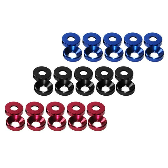 tooloflife 10 Pcs Countersunk Head Washers Aluminum Alloy M3 Red