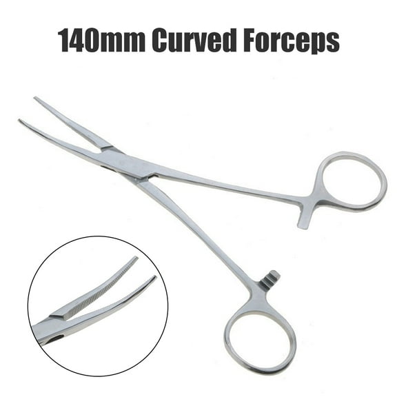 tooloflife 140mm Curved Forceps Serrated Jaws Self Locking Mechanism Stainless Steel Silver