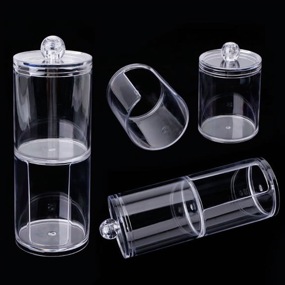 tooloflife 2 in 1 Cosmetic Storage Box Dual Layer for Cotton Swab Plastic Transparent