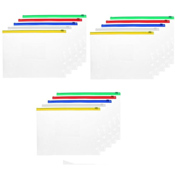 tooloflife 20 Pcs Poly A5 Envelope File Bag Folder Bags Bill Bag Pencil Case Zipper Pouch Red