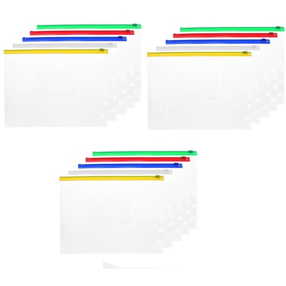 tooloflife 20 Pcs Poly A5 Envelope File Bag Folder Bags Bill Bag Pencil Case Zipper Pouch White
