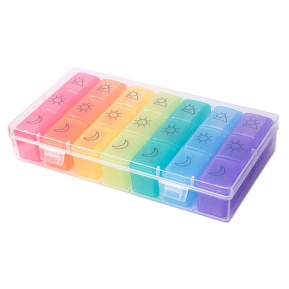 tooloflife 21 Compartments Pill Organizer Box Medicine Tablets Remainder with Lids for Pills Vitamins Weekly