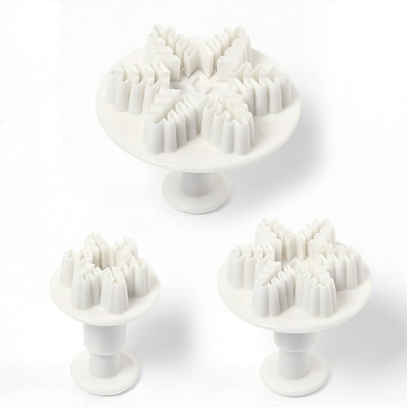 tooloflife 3 Piece Snowflake Cake Decorating Sugar Craft Tool Reusable Plastic White