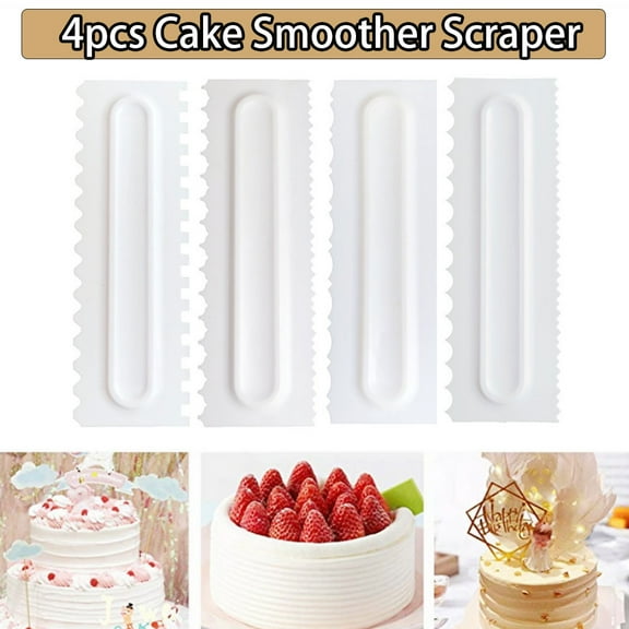 tooloflife 4Pcs Cake Smoother Scraper Pastry Knives Dough Cutters Cake Decoration Tools Plastic White