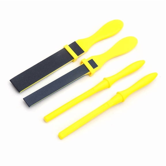 tooloflife 4Pcs Plasitc Sanding Sticks Sandpaper Strip with Case Jewelry Polishing Tools Accessory Yellow