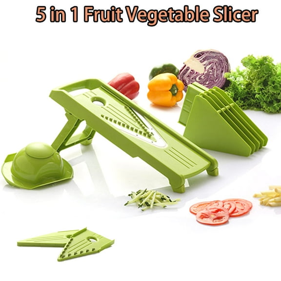 tooloflife 5 in 1 Fruit Vegetable Slicer Premium Vegetable Chopper V Shaped Grater Green