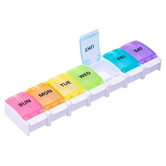 tooloflife 7 Compartment Medicine Box Pill Vitamin Organizer Box Weekly Pill Dispenser Portable
