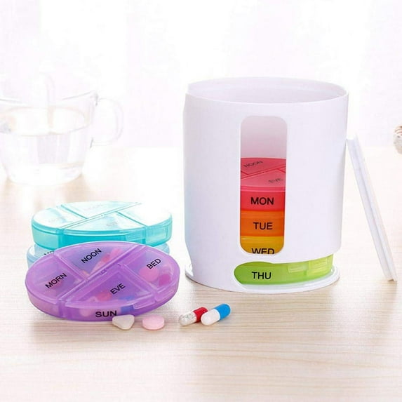 tooloflife 7 Day Pill Holder Weekly Daily Pill Box Pills Tablet Vitamins Organizer Case Travel Size