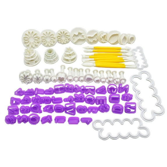 tooloflife 84Pcs Fondant Cake Decorating Cutters Set DIY Cake Baking Modeling Kits Plastic