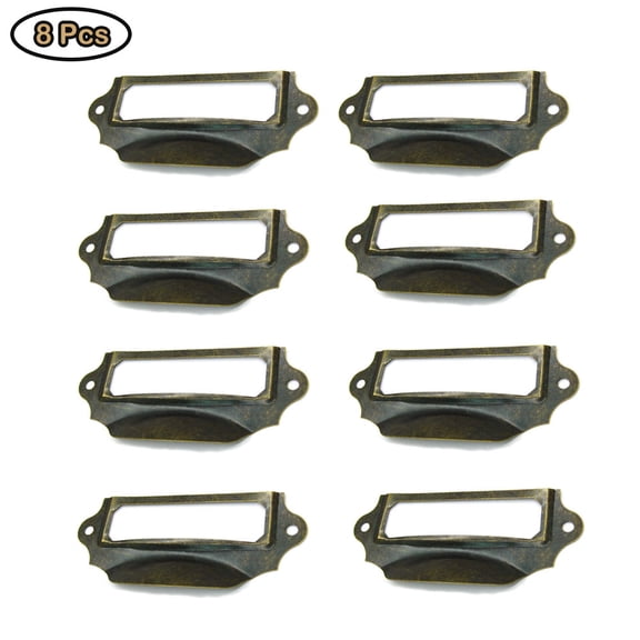 tooloflife 8Pcs Label Holder Drawer Pull Handles Label Frames High Speed Steel Hardware Durable 90x40mm