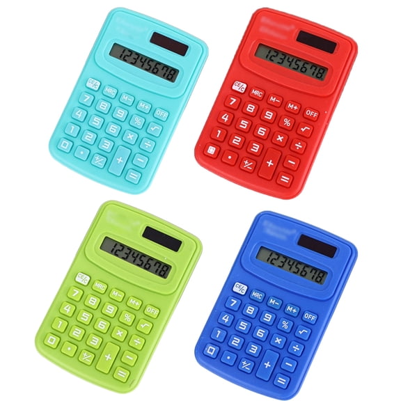 tooloflife ABS Mini Pocket Calculator 8 Digits Display Both Solar and Battery Power for Home Office School Use