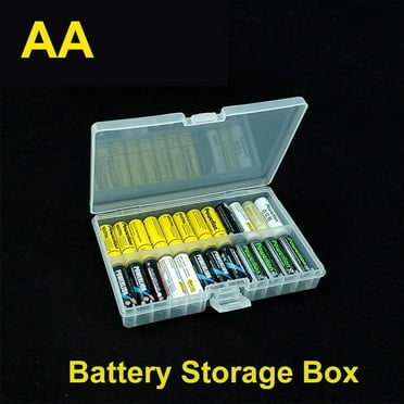 tooloflife Battery Storage Box Hard Battery Holder Case for 48 Pieces 18650 Batteries Transparent AA/AAA