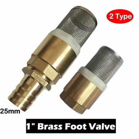tooloflife Brass Foot Valve 1 Inch BSP Female Thread with Filter Gold