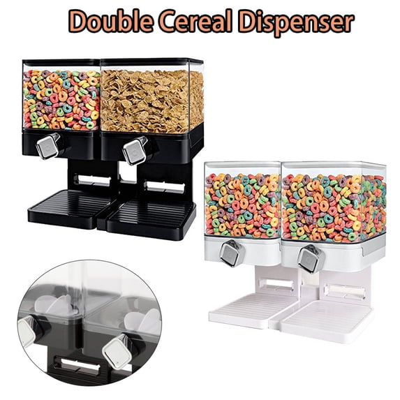 tooloflife Cereal Dispenser Grain Dispenser Countertop Dry Food Container Storage Black/White