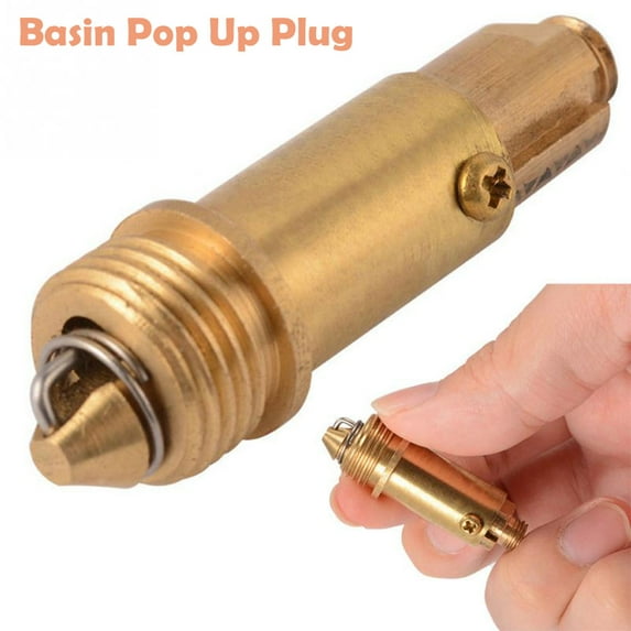 tooloflife Copper Basin Pop Up Click Clack Plug for Bathroom Basin Sink and Bathtub 27mm-28mm Gold