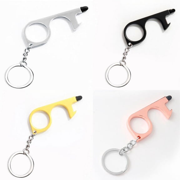 tooloflife EDC Door Opener with Key Ring Contactless Door Opener Bottle Opener Keychain Tool