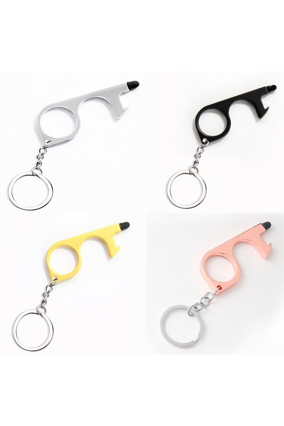 EDC Door Opener with Key Ring Contactless Door Opener Bottle Opener Keychain Tool