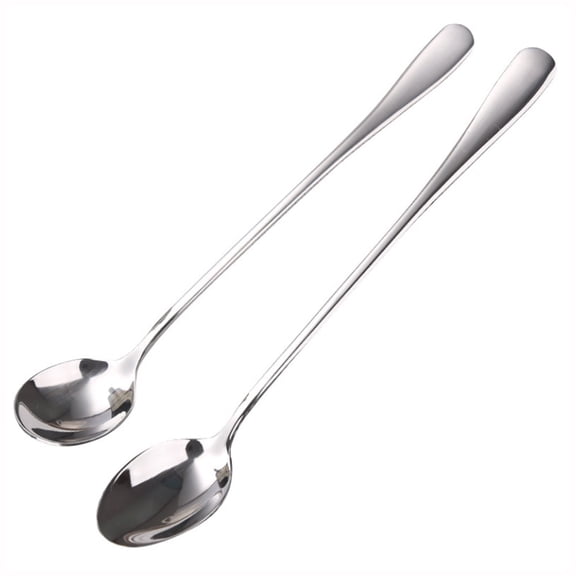 tooloflife Long Handle Spoon Ice Cream Dessert Tea Spoon Coffee Stirring Spoon Stainless Steel Silver