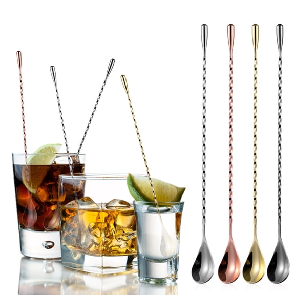 tooloflife Metal Cocktail Spoon Mixing Stirrers Spiral Long Handle for Drink Bar Bartender Tools 30cm-50cm