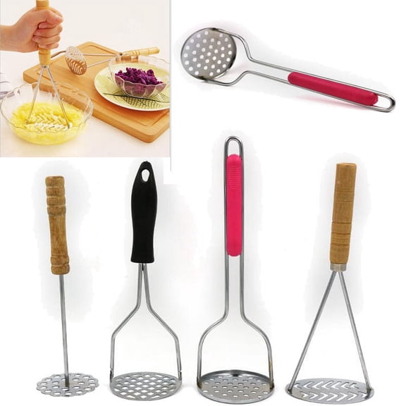 tooloflife Metal Potato Masher with Non-Slip Handle for Mashing Turnips Bananas Pumpkin Silver
