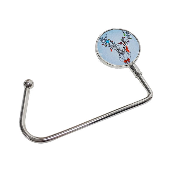tooloflife Metal Table Hook Handbag Storage Hanger 360° Swivel Hanger Rack for Mobile Phone Bag Purse Portable Christmas Pattern