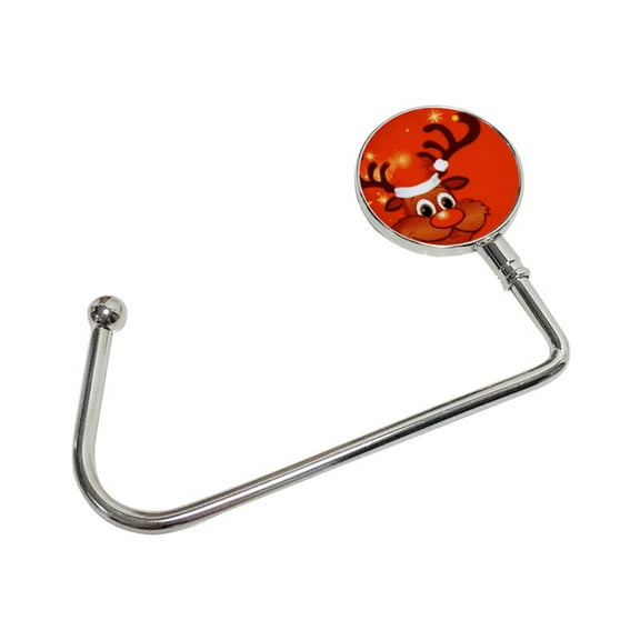 tooloflife Metal Table Hook Handbag Storage Hanger 360° Swivel Hanger Rack for Mobile Phone Bag Purse Portable Christmas Pattern