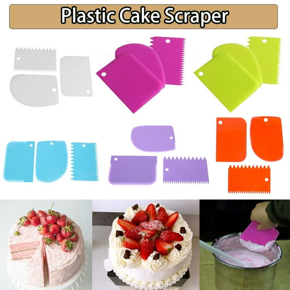 tooloflife Plastic Cake Scraper Dough Scraper Cake Decorating Baking Tools Smooth Jagged Edge Spatulas Reusable