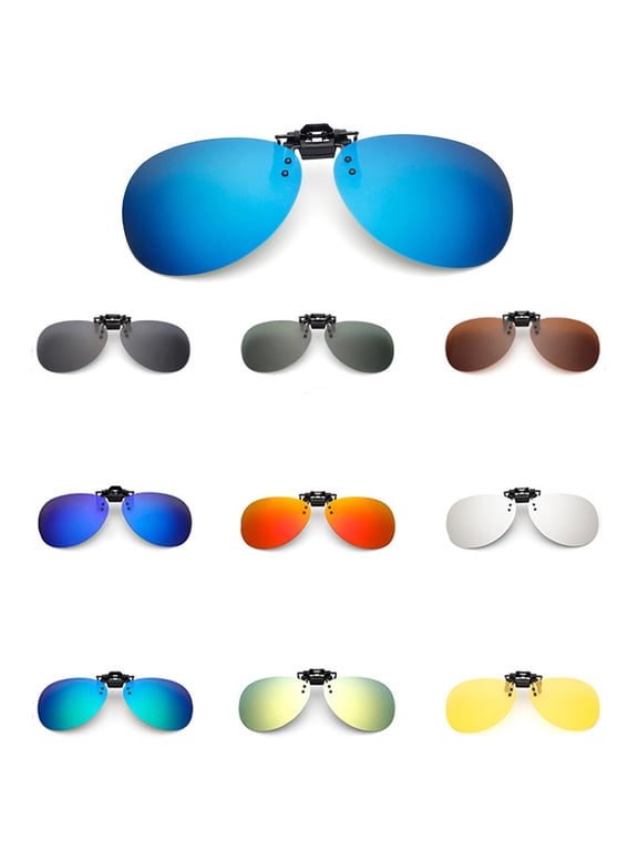 Polarized Clip-On Flip Up Clip Sunglasses Polarized Lenses for Adults Unisex White Silver
