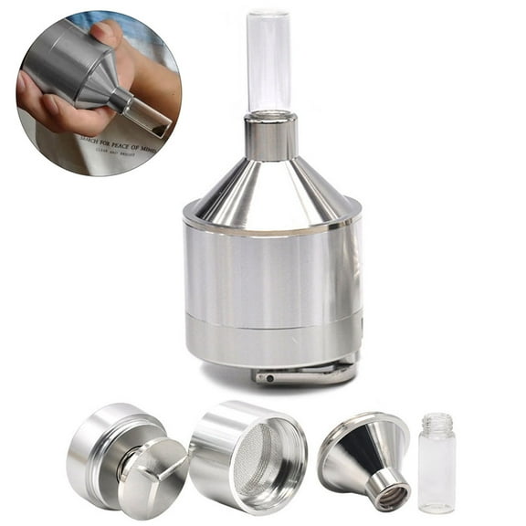 tooloflife Powder Grinder Hand Mill Funnel with Handle for Spice Coarse Powder Aluminum