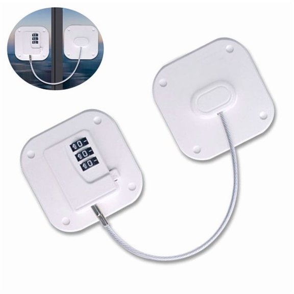 tooloflife Refrigerator Lock 3 Digit Cable Lock Child/Baby Proofing Combination Lock for Cabinets Closets Closets Self Adhesive ABS White