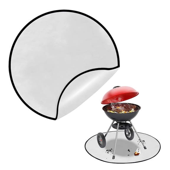 tooloflife Round Fire Pit Mat Fireproof Mat for BBQ Picnic Camping Outdoor Activities Grill Deck Protector Aluminum Foil Silver