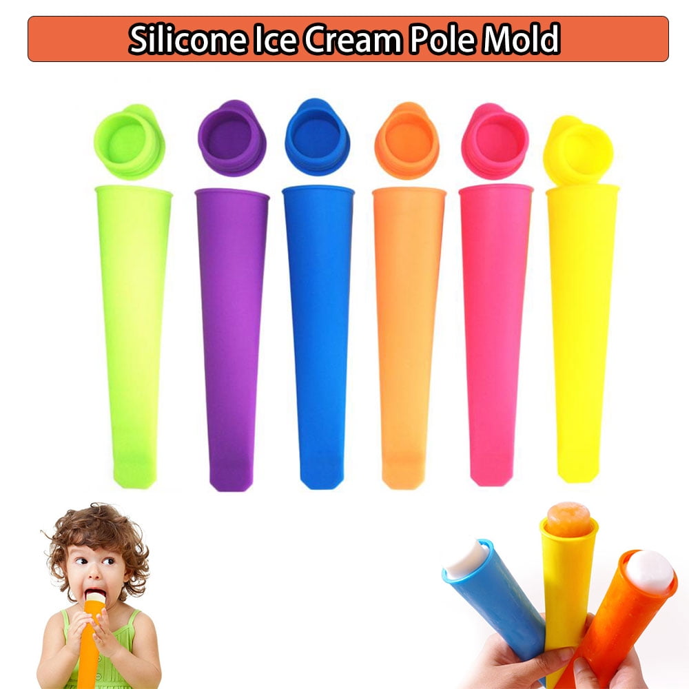 tooloflife Silicone Ice Cream Pole Mold Popsicle Mold Freezer Ice Pop with  Cap for Kids DIY Popsicle 